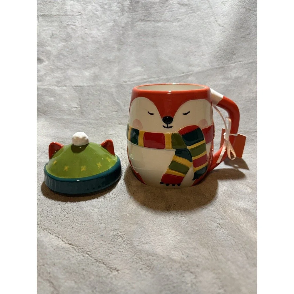 Lang by Design COFFEE MUG with lid Fox in a Hat New Large